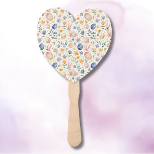 Timeless Watercolor Pastel Bunny Flowers Eggs Hand Fan