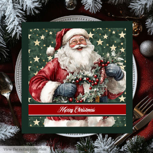 Timeless Watercolor Santa Claus Table Napkins