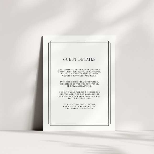 Timeless | Wedding Guest Details Card (Creator Uploaded)