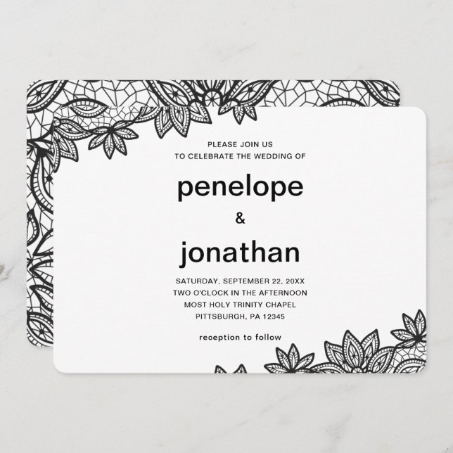 Timeless Wedding Lace Look Invitation (Front/Back)