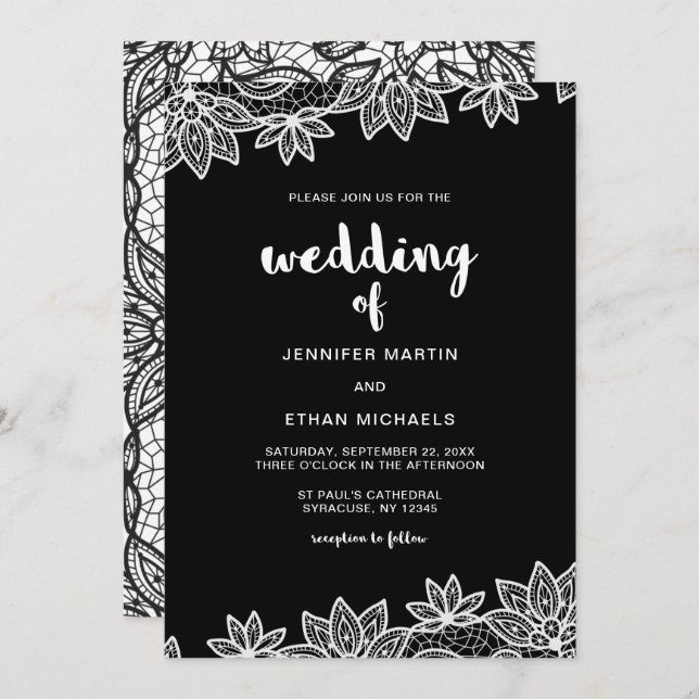 Timeless Wedding Lace Look Invitation (Front/Back)