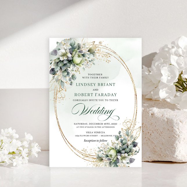 Timeless White Roses Botanical Wedding Invite (Timeless White Roses Botanical Wedding Invite)