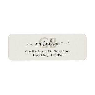 Timeless -- White Sand Monogram Address Label Return Address Label