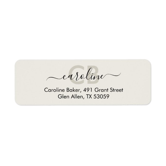 Timeless -- White Sand Monogram Address Label Return Address Label (Front)