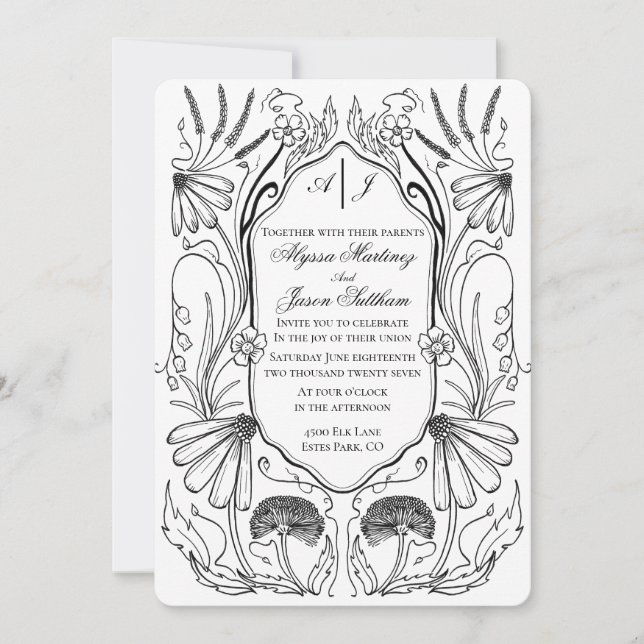 Timeless Wildflower Wedding Invitation (Front)