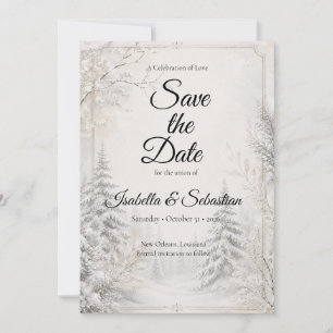 Timeless Winter Forest Elegance Wedding Save The Date