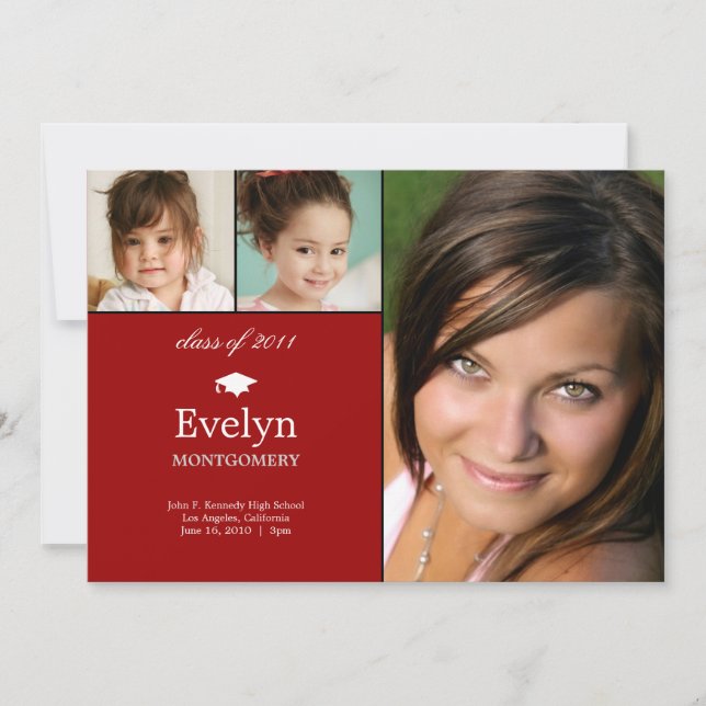 Timeline 3 Photo Graduation Announcement (Front)