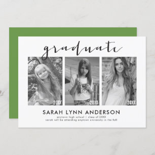 Timeline 3 Photo Graduation Party Invitation