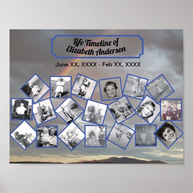 Timeline Photo Collage with Rainbow Poster (Front)