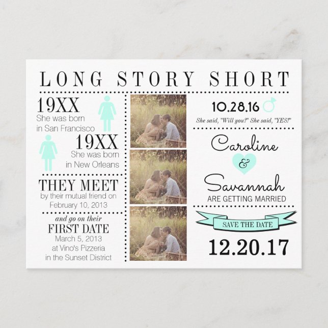 Timeline Save the Date Post Card (Front)