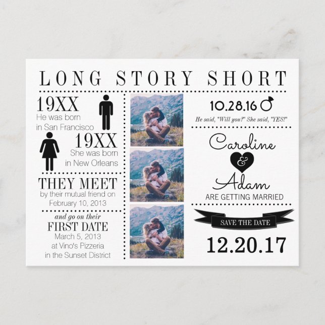 Timeline Save the Date Post Card (Front)