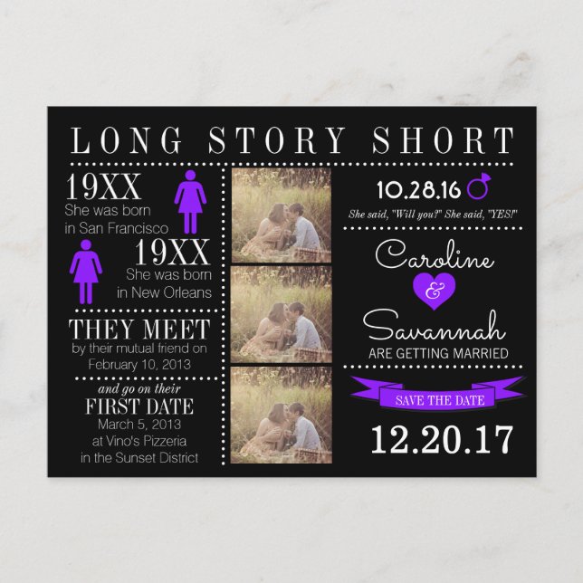 Timeline Save the Date Post Card (Front)