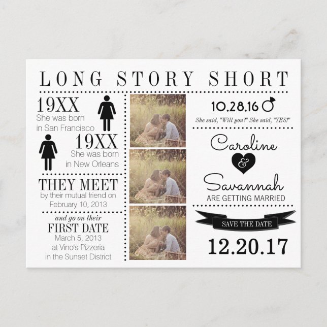 Timeline Save the Date Post Card (Front)