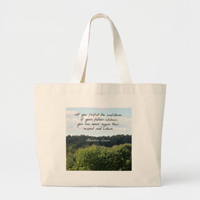 Timely Quote by Abraham Lincoln Large Tote Bag (Front)