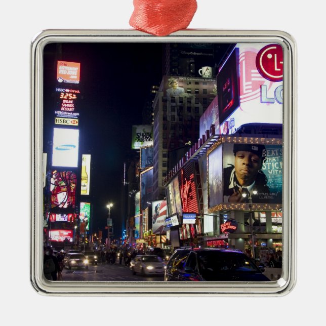 Times Square at night in Manhattan, New York Metal Ornament (Front)