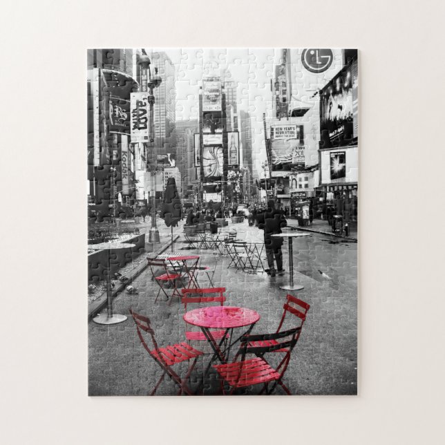 Times Square Black White Red Puzzle (Vertical)