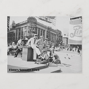Times Square, New York City, World War 2 Era Photo Postcard