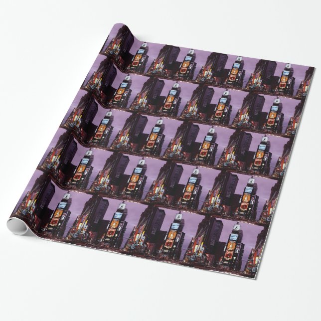 Times Square New York Skyline at Night Wrapping Paper (Unrolled)