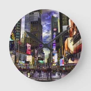 Times Square Photo in HDR Round Clock