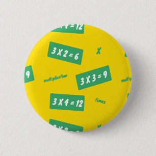 Times three yellow learning 6 cm round badge