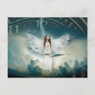 Time's Up Movement Female Angel Wings Clock Postcard