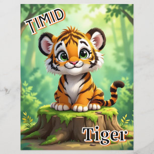 Timid Tiger   Cute Cartoon Kid's Nursery Art