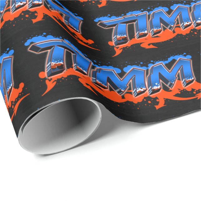 Timm First Name Graffiti blue orange Wrapping Paper (Roll Corner)