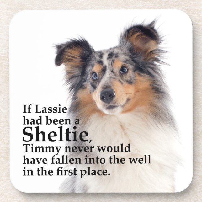 Timmy's Blue Merle Sheltie Coaster Set (Front)