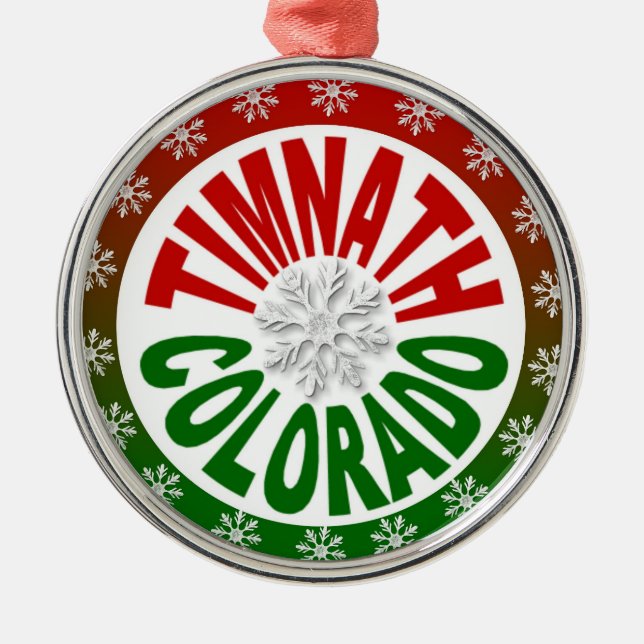 Timnath Colorado red green snowflake ornament (Front)