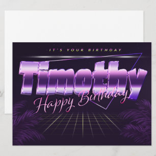 Timothy Name Vorname lila retro Karte Geburtstag Card
