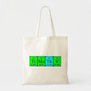 Timothy periodic table name tote bag