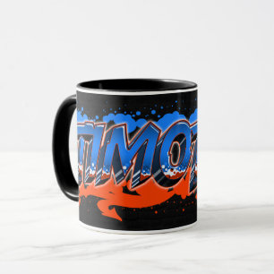 Timothy Vorname Name Graffiti blue orange Tasse Mug