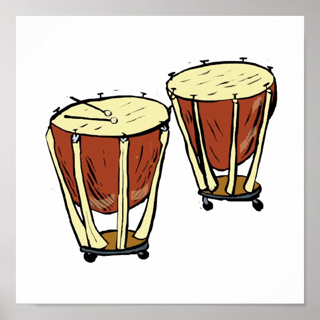 Timpani Two With Mallets Graphic Image Poster (Front)