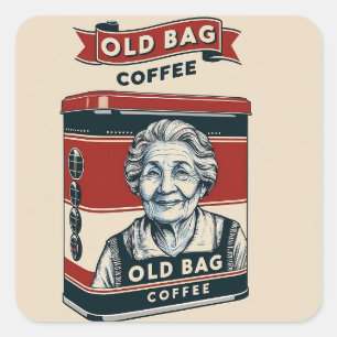 Tin Advertising Sign For Old Bag Coffee Square Sticker