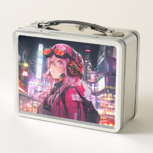 Tin Bags   VACHABORG Goods "Pink Mechanical Girl E Metal Lunch Box