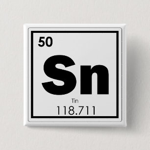 Tin chemical element symbol chemistry formula geek 15 cm square badge