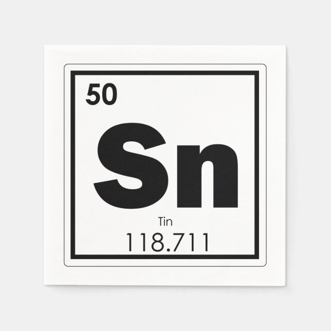 Tin chemical element symbol chemistry formula geek napkin (Front)