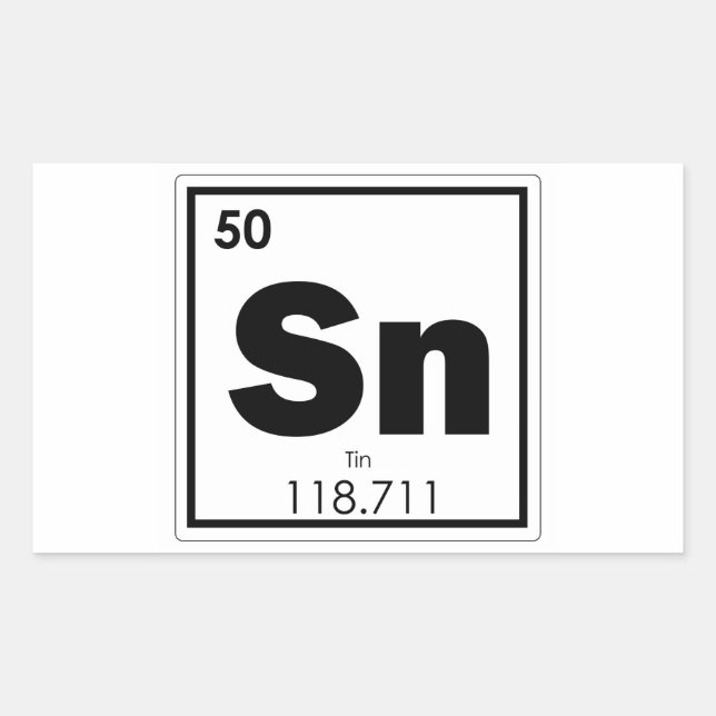 Tin chemical element symbol chemistry formula geek rectangular sticker (Front)