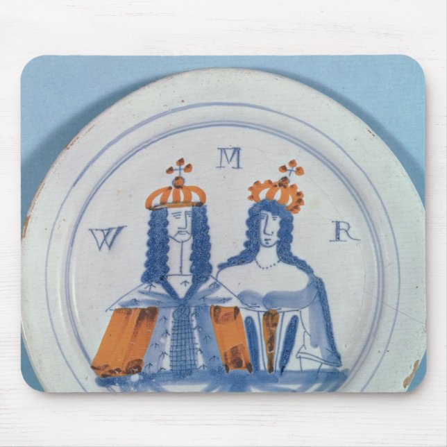 Tin-glazed earthenware plate, Lambeth, c.1689 Mouse Pad (Front)