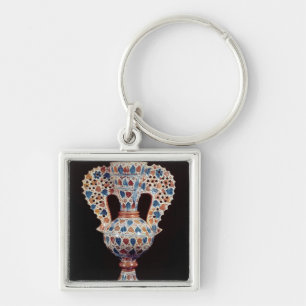 Tin-glazed vase with lustre decoration key ring