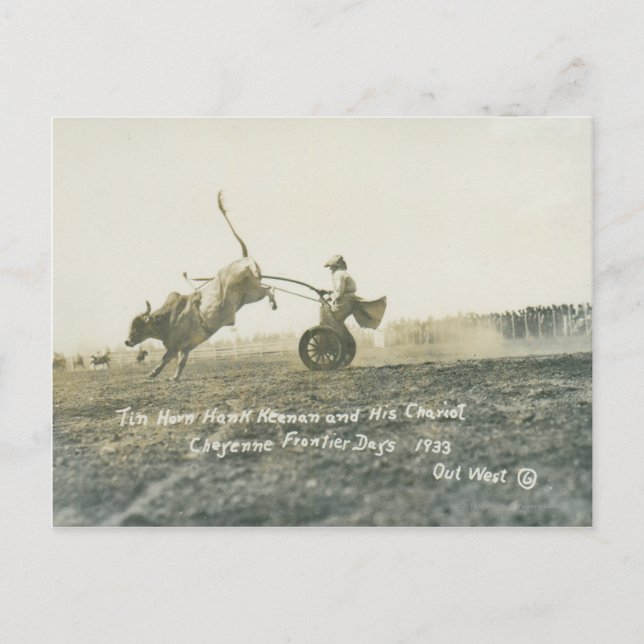 Tin Horn Hank Keenan and his chariot. Postcard (Front)