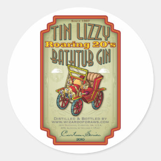 Tin Lizzy Bathtub Gin Classic Round Sticker