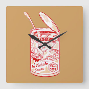 Tin of baked beans square wall clock