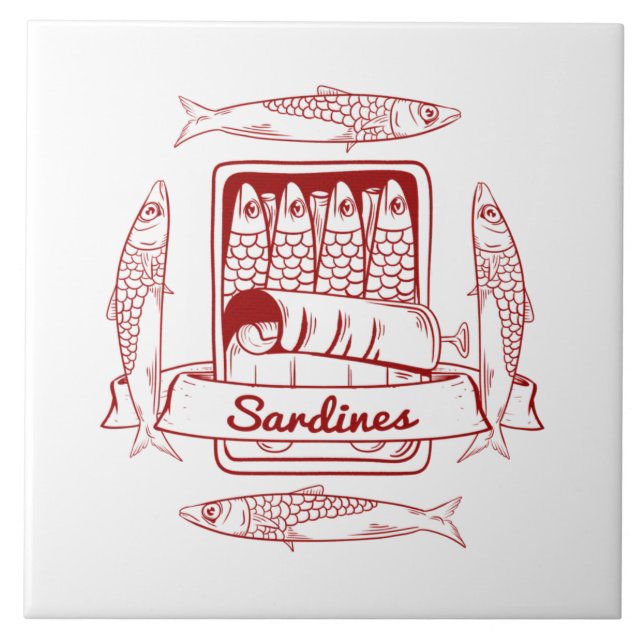 Tin of sardines ceramic tile (Front)