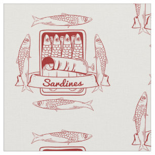 Tin of sardines pop art fabric