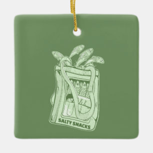Tin of sardines salty snack ceramic ornament