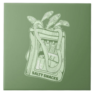 Tin of sardines salty snack ceramic tile