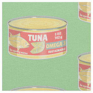 Tin of tuna canned fish retro fabric