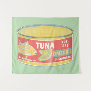 Tin of tuna canned fish retro tapestry