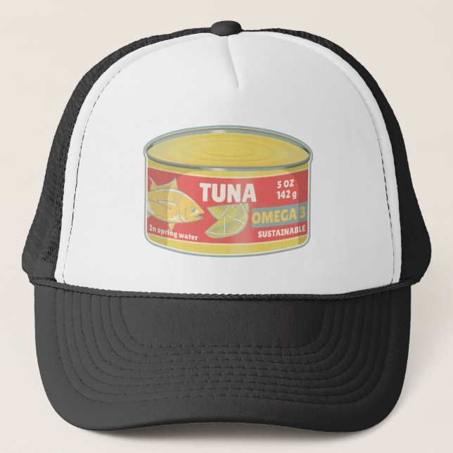 Tin of tuna canned fish retro trucker hat (Front)